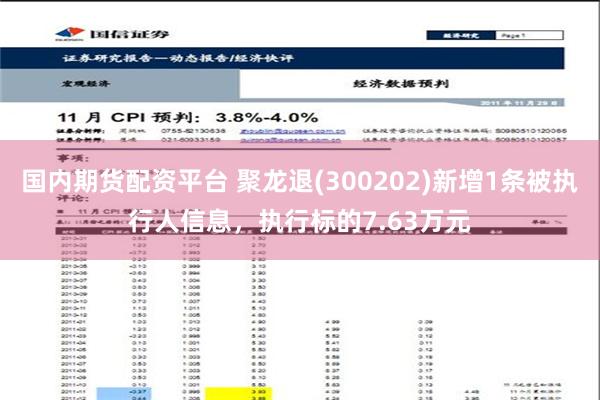 国内期货配资平台 聚龙退(300202)新增1条被执行人信息，执行标的7.63万元