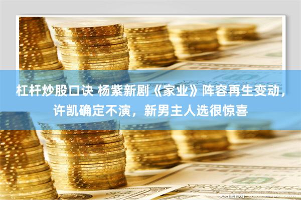 杠杆炒股口诀 杨紫新剧《家业》阵容再生变动，许凯确定不演，新男主人选很惊喜