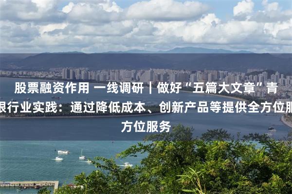 股票融资作用 一线调研｜做好“五篇大文章”青岛银行业实践：通过降低成本、创新产品等提供全方位服务