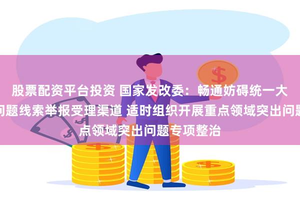 股票配资平台投资 国家发改委：畅通妨碍统一大市场建设问题线索举报受理渠道 适时组织开展重点领域突出问题专项整治