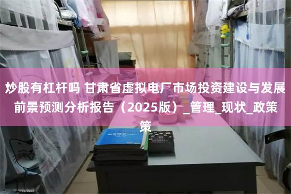 炒股有杠杆吗 甘肃省虚拟电厂市场投资建设与发展前景预测分析报告（2025版）_管理_现状_政策