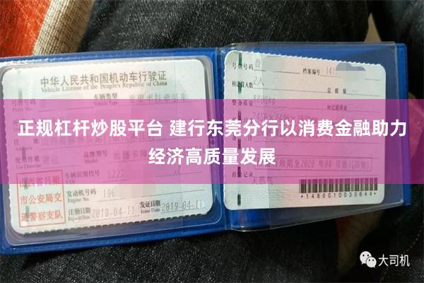 正规杠杆炒股平台 建行东莞分行以消费金融助力经济高质量发展