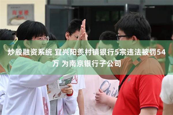 炒股融资系统 宜兴阳羡村镇银行5宗违法被罚54万 为南京银行子公司